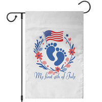 My First 4th of July Patriotic Cute Baby Footprints Garden Flag American Flag Wreath America Holiday Milestone