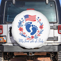 My First 4th of July Patriotic Cute Baby Footprints Spare Tire Cover American Flag Wreath America Holiday Milestone