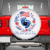 My First 4th of July Patriotic Cute Baby Footprints Spare Tire Cover American Flag Wreath America Holiday Milestone