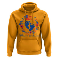 My First 4th of July Patriotic Cute Baby Footprints Hoodie American Flag Wreath America Holiday Milestone