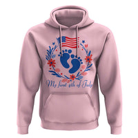My First 4th of July Patriotic Cute Baby Footprints Hoodie American Flag Wreath America Holiday Milestone
