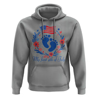 My First 4th of July Patriotic Cute Baby Footprints Hoodie American Flag Wreath America Holiday Milestone