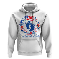 My First 4th of July Patriotic Cute Baby Footprints Hoodie American Flag Wreath America Holiday Milestone