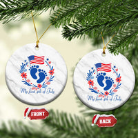 My First 4th of July Patriotic Cute Baby Footprints Ceramic Ornament American Flag Wreath America Holiday Milestone