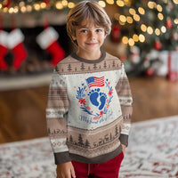 My First 4th of July Patriotic Cute Baby Footprints Ugly Christmas Sweater American Flag Wreath America Holiday Milestone