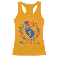 My First 4th of July Patriotic Cute Baby Footprints Racerback Tank Top American Flag Wreath America Holiday Milestone