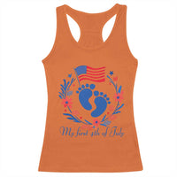 My First 4th of July Patriotic Cute Baby Footprints Racerback Tank Top American Flag Wreath America Holiday Milestone