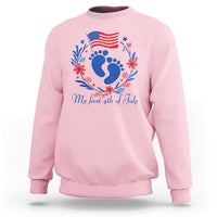 My First 4th of July Patriotic Cute Baby Footprints Sweatshirt American Flag Wreath America Holiday Milestone