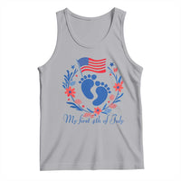 My First 4th of July Patriotic Cute Baby Footprints Tank Top American Flag Wreath America Holiday Milestone