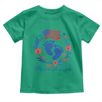 My First 4th of July Patriotic Cute Baby Footprints Toddler T Shirt American Flag Wreath America Holiday Milestone