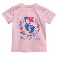 My First 4th of July Patriotic Cute Baby Footprints Toddler T Shirt American Flag Wreath America Holiday Milestone