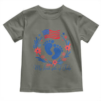 My First 4th of July Patriotic Cute Baby Footprints Toddler T Shirt American Flag Wreath America Holiday Milestone