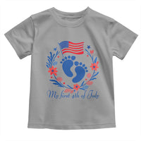 My First 4th of July Patriotic Cute Baby Footprints Toddler T Shirt American Flag Wreath America Holiday Milestone