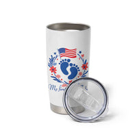 My First 4th of July Patriotic Cute Baby Footprints Tumbler Cup American Flag Wreath America Holiday Milestone
