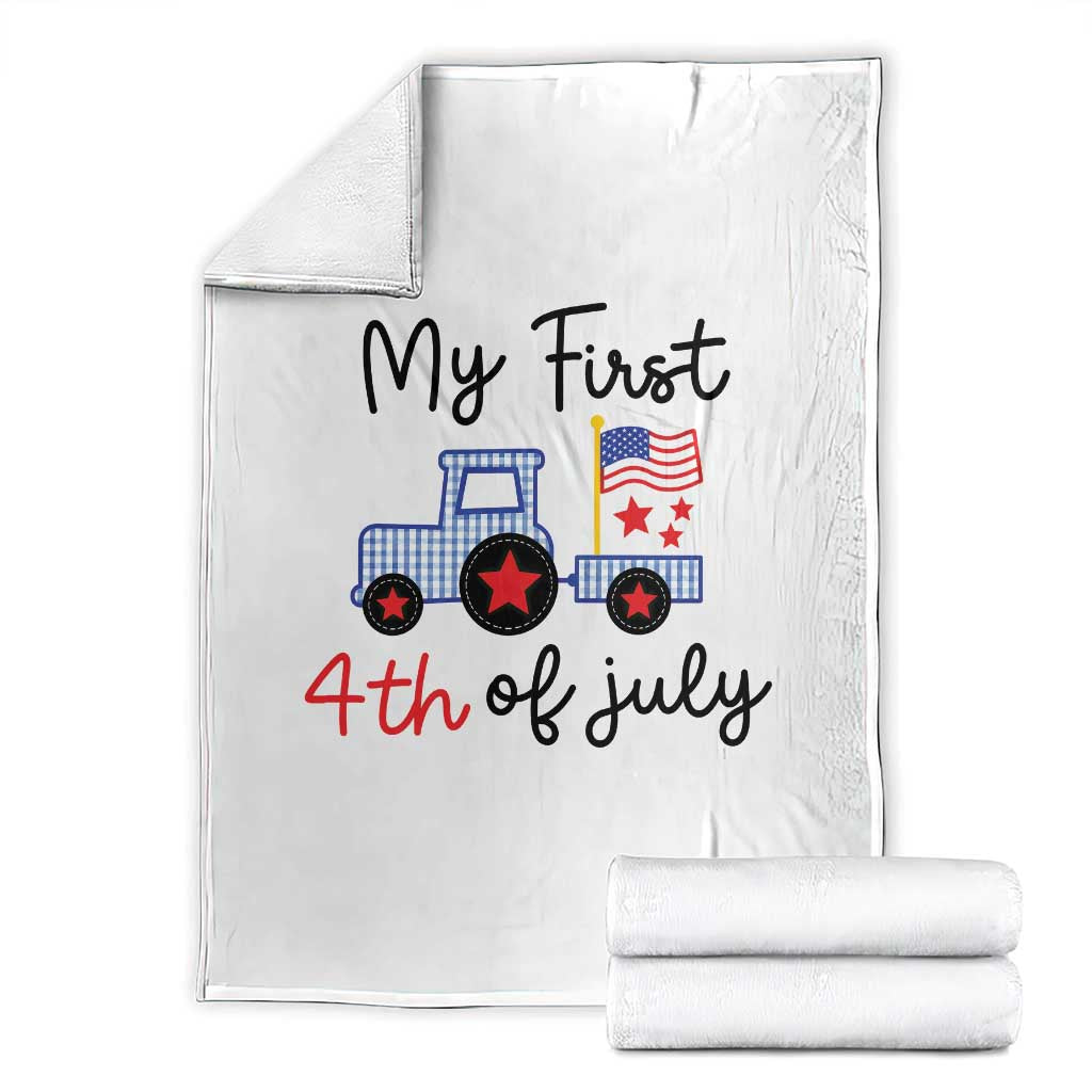 My First 4th of July Patriotic Tractor Cute Throw Blanket American Flag Infant Independence Holiday Milestone