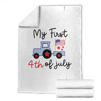 My First 4th of July Patriotic Tractor Cute Throw Blanket American Flag Infant Independence Holiday Milestone