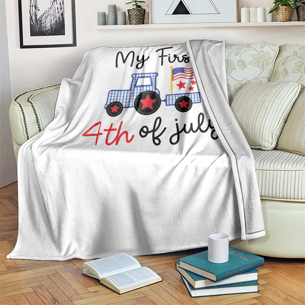 My First 4th of July Patriotic Tractor Cute Throw Blanket American Flag Infant Independence Holiday Milestone
