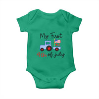 My First 4th of July Patriotic Tractor Cute Baby Onesie American Flag Infant Independence Holiday Milestone
