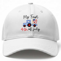 My First 4th of July Patriotic Tractor Cute Baseball Cap American Flag Infant Independence Holiday Milestone
