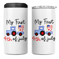 My First 4th of July Patriotic Tractor Cute 4 in 1 Can Cooler Tumbler American Flag Infant Independence Holiday Milestone