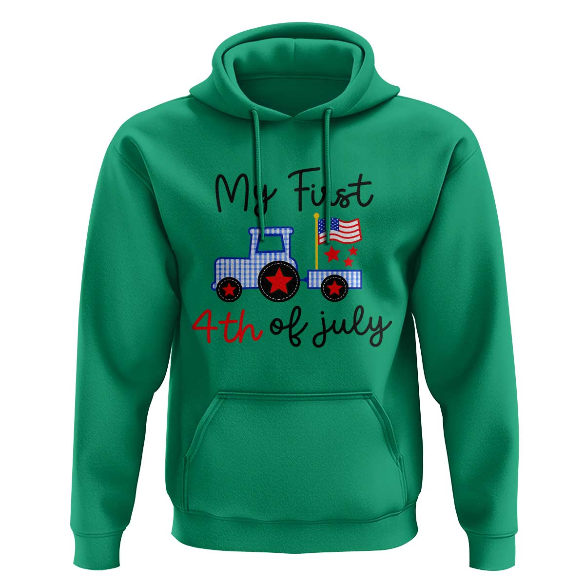 My First 4th of July Patriotic Tractor Cute Hoodie American Flag Infant Independence Holiday Milestone
