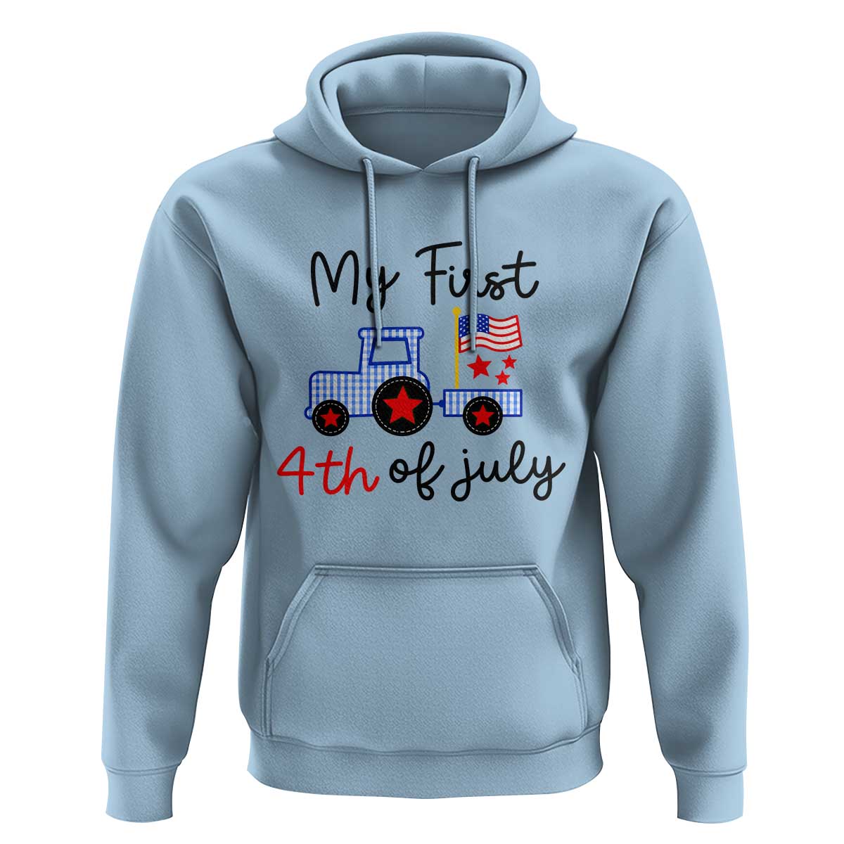 My First 4th of July Patriotic Tractor Cute Hoodie American Flag Infant Independence Holiday Milestone