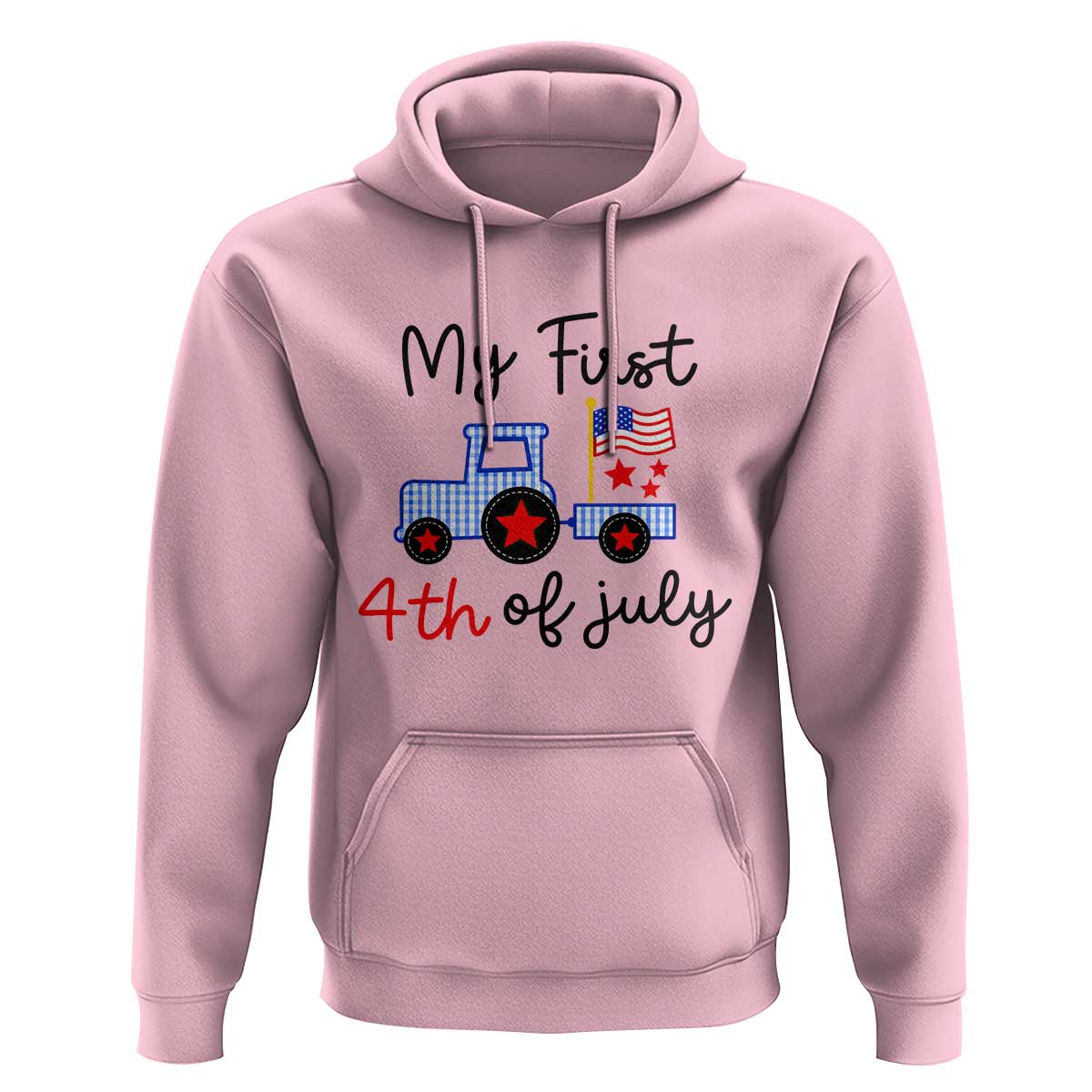 My First 4th of July Patriotic Tractor Cute Hoodie American Flag Infant Independence Holiday Milestone