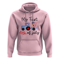 My First 4th of July Patriotic Tractor Cute Hoodie American Flag Infant Independence Holiday Milestone