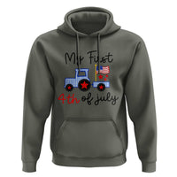 My First 4th of July Patriotic Tractor Cute Hoodie American Flag Infant Independence Holiday Milestone