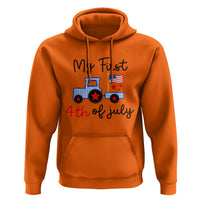 My First 4th of July Patriotic Tractor Cute Hoodie American Flag Infant Independence Holiday Milestone