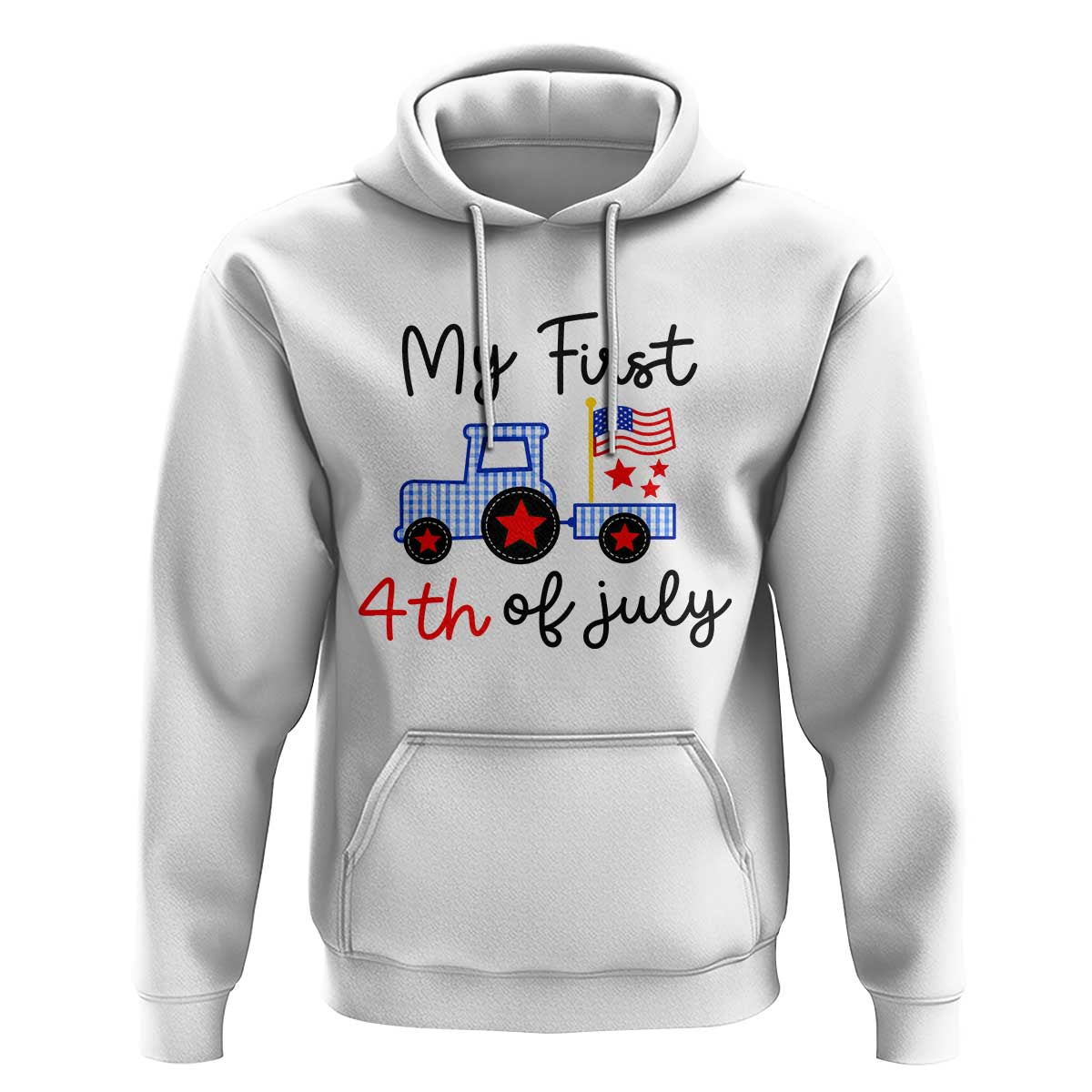 My First 4th of July Patriotic Tractor Cute Hoodie American Flag Infant Independence Holiday Milestone