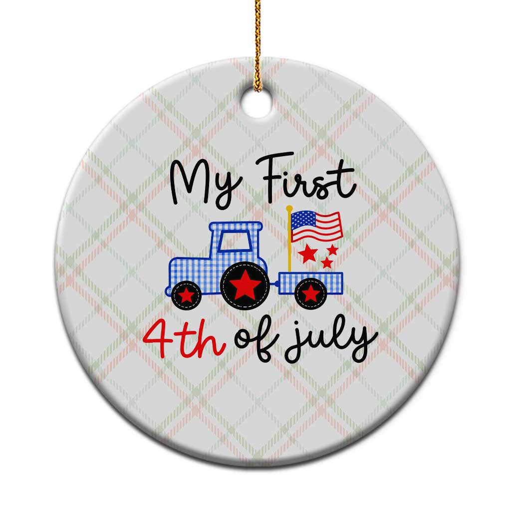 My First 4th of July Patriotic Tractor Cute Ceramic Ornament American Flag Infant Independence Holiday Milestone