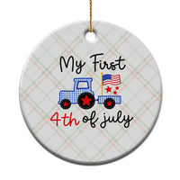 My First 4th of July Patriotic Tractor Cute Ceramic Ornament American Flag Infant Independence Holiday Milestone