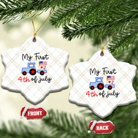 My First 4th of July Patriotic Tractor Cute Ceramic Ornament American Flag Infant Independence Holiday Milestone