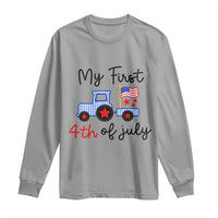 My First 4th of July Patriotic Tractor Cute Long Sleeve Shirt American Flag Infant Independence Holiday Milestone