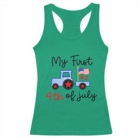 My First 4th of July Patriotic Tractor Cute Racerback Tank Top American Flag Infant Independence Holiday Milestone
