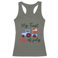 My First 4th of July Patriotic Tractor Cute Racerback Tank Top American Flag Infant Independence Holiday Milestone