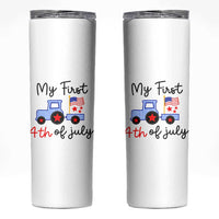 My First 4th of July Patriotic Tractor Cute Skinny Tumbler American Flag Infant Independence Holiday Milestone