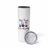 My First 4th of July Patriotic Tractor Cute Skinny Tumbler American Flag Infant Independence Holiday Milestone