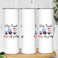 My First 4th of July Patriotic Tractor Cute Skinny Tumbler American Flag Infant Independence Holiday Milestone