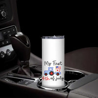 My First 4th of July Patriotic Tractor Cute Skinny Tumbler American Flag Infant Independence Holiday Milestone