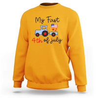 My First 4th of July Patriotic Tractor Cute Sweatshirt American Flag Infant Independence Holiday Milestone