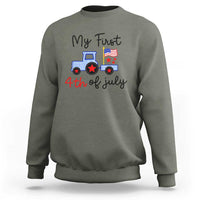 My First 4th of July Patriotic Tractor Cute Sweatshirt American Flag Infant Independence Holiday Milestone