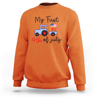 My First 4th of July Patriotic Tractor Cute Sweatshirt American Flag Infant Independence Holiday Milestone