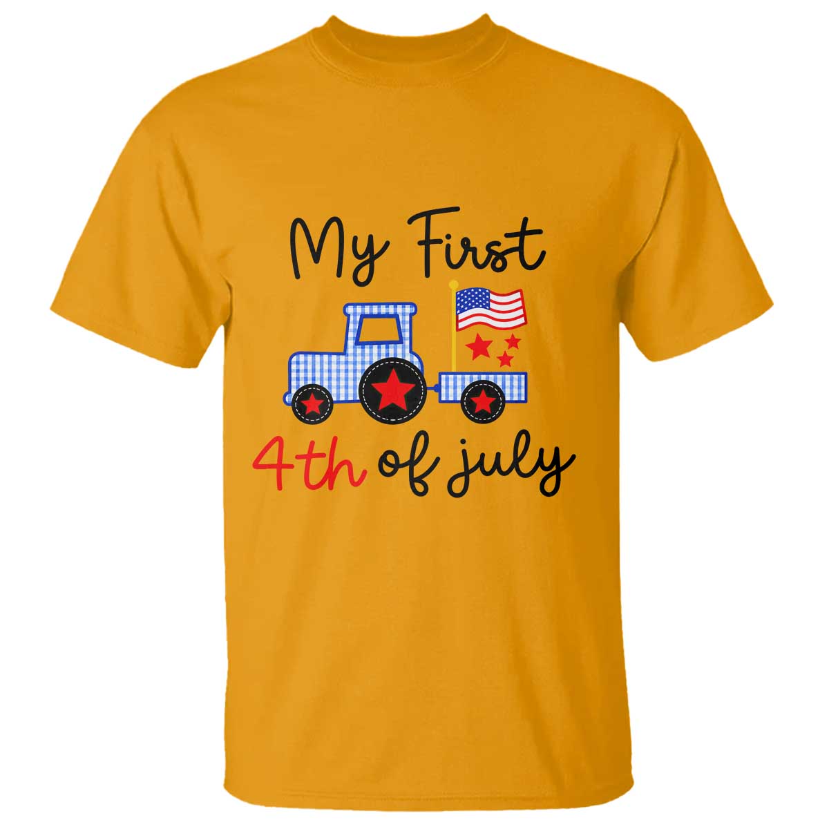 My First 4th of July Patriotic Tractor Cute T Shirt American Flag Infant Independence Holiday Milestone