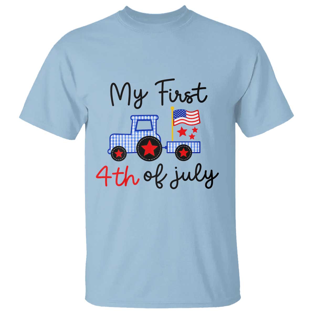 My First 4th of July Patriotic Tractor Cute T Shirt American Flag Infant Independence Holiday Milestone