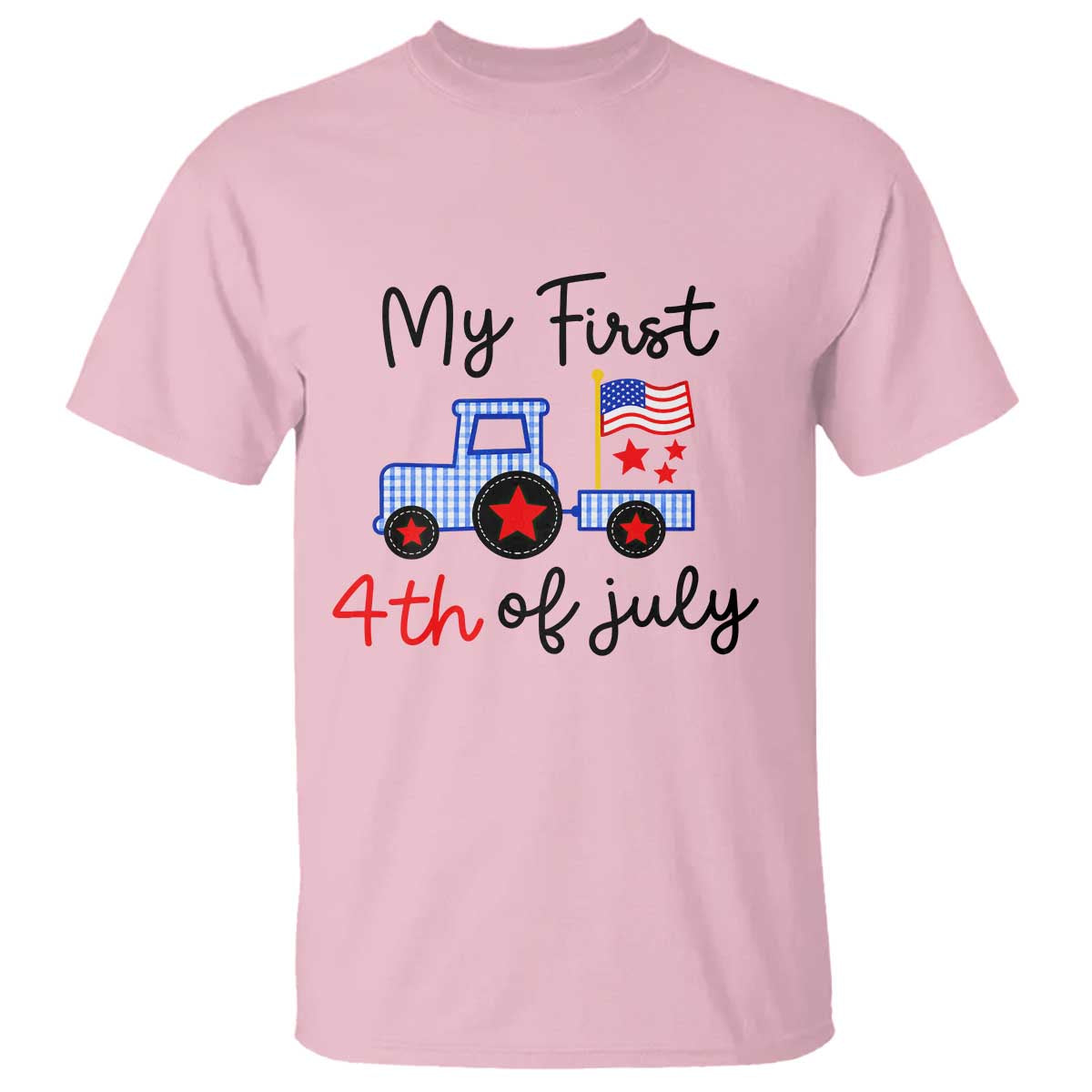 My First 4th of July Patriotic Tractor Cute T Shirt American Flag Infant Independence Holiday Milestone