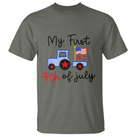 My First 4th of July Patriotic Tractor Cute T Shirt American Flag Infant Independence Holiday Milestone