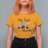 My First 4th of July Patriotic Tractor Cute T Shirt For Women American Flag Infant Independence Holiday Milestone