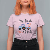 My First 4th of July Patriotic Tractor Cute T Shirt For Women American Flag Infant Independence Holiday Milestone